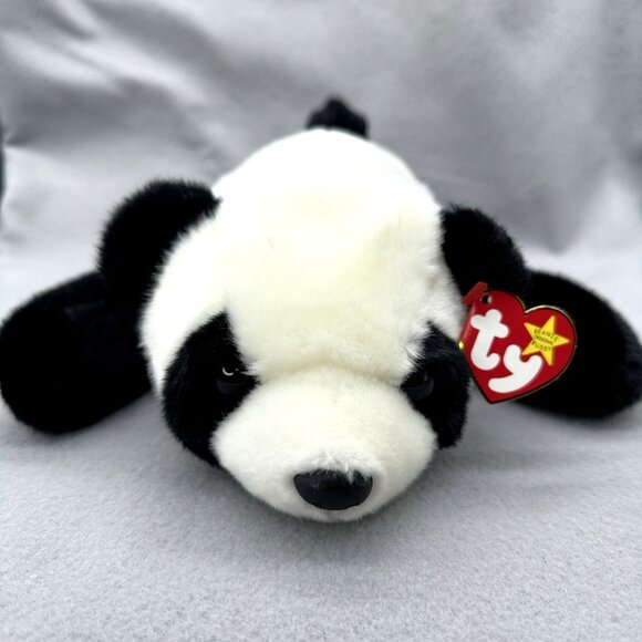 Vtg TY Beanie Buddies Peking Panda Bear Black White 1998 Plush Stuffed Animal - Picture 2 of 10